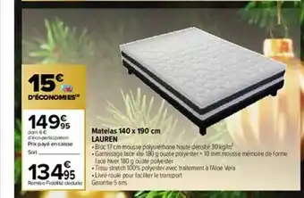 Carrefour Matelas 140 X 190 Cm Lauren offre