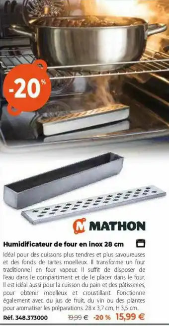 Mathon Humidificateur De Four En Inox 28 Cm offre