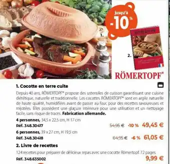 Mathon Cocotte En Terre Cuite Römertopf offre