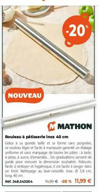 Mathon Rouleau à Pâtisserie Inox 40 Cm offre