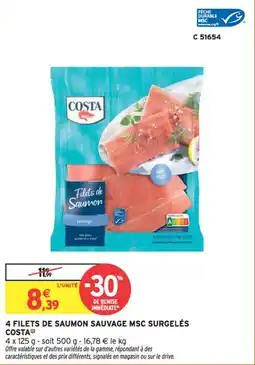 Intermarché 4 filets de saumon sauvage msc surgelés costa offre