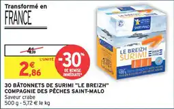 Intermarché 30 bâtonnets de surimi "le breizh" compagnie des pêches saint-malo offre