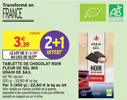 Intermarché Tablette de chocolat noir fleur de sel bio grain de sail offre