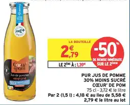 Intermarché Pur jus de pomme 30% moins sucré cœur' de pom offre