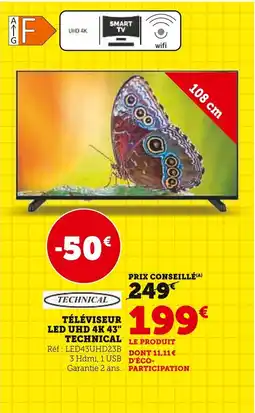Super U Téléviseur led uhd 4k technical offre