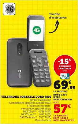 Super U Telephone portable doro 2800 offre