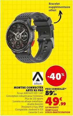 Super U Montre connectée abyx k2 pro offre