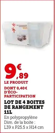 Super U Lot de 4 boites de rangement offre