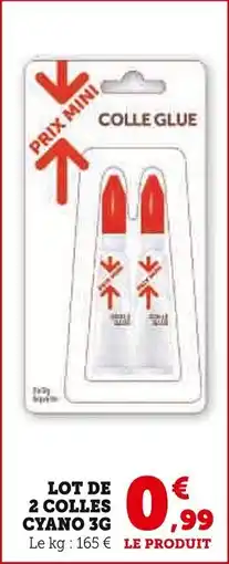 Super U Lot de 2 colles cyano offre