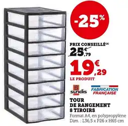 Super U Tour de rangement 8 tiroirs offre