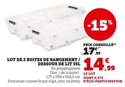 Super U Lot de 2 boites de rangement / dessous de lit offre