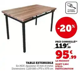 Super U Table extensible offre