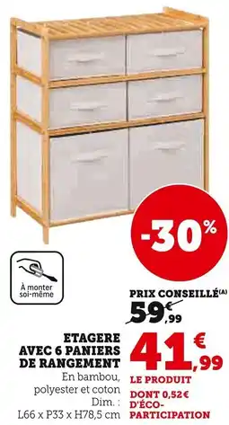 Super U Etagere avec 6 paniers de rangement offre