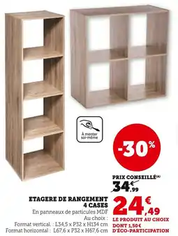 Super U Etagere de rangement 4 cases offre