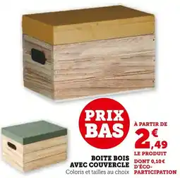 Super U Boite bois avec couvercle offre