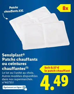 Lidl SENSIPLAST Patchs chauffants ou ceintures chauffantes offre