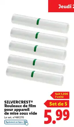 Lidl SILVERCREST Rouleaux de film pour appareil de mise sous vide offre