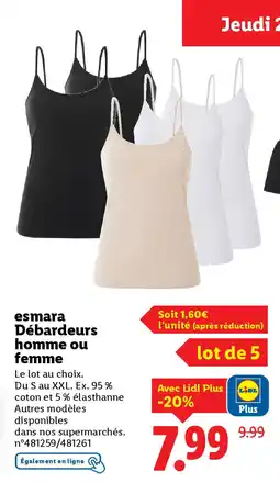 Lidl ESMARA Débardeurs homme ou femme offre