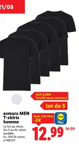 Lidl ESMARA MEN T-shirts homme offre