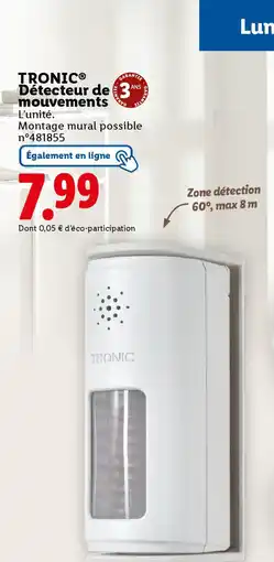 Lidl TRONIC Détecteur de 3 mouvements offre