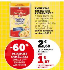 Super U Entremont Emmental pasteurisé offre