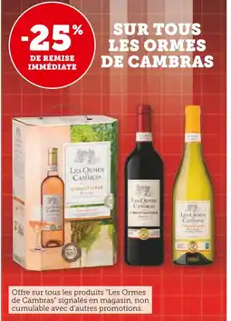 Super U LES ORMES DE CAMBRAS -25% DE REMISE IMMÉDIATE SUR TOUS LES ORMES DE CAMBRAS offre