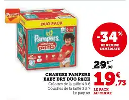 Super U PAMPERS BABY DRY DUO PACK Changes offre