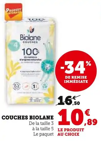 Super U BIOLANE Couches offre