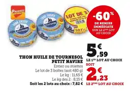 Super U PETIT NAVIRE Thon huile de tournesol offre
