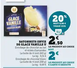 Super U U Bâtonnets envie de glace vanille offre