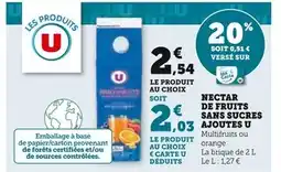 Super U U Nectar de fruits sans sucres ajoutés offre