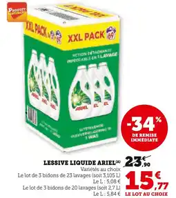 Super U Ariel Lessive liquide offre