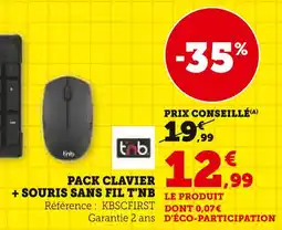 Super U T'nB Pack clavier + souris sans fil offre