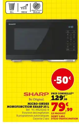 Super U SHARP Micro-ondes monofonction 25 L offre