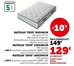 Super U MATELAS ZEUS 90X190CM offre