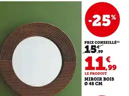 Super U Miroir bois Ø 48 cm offre