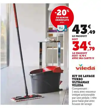 Super U Vileda Kit de lavage Turbo Ultramax offre
