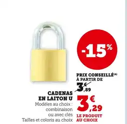 Super U U Cadenas en laiton offre
