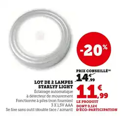 Super U Starlyf Lot de 2 lampes Starlyf Light offre