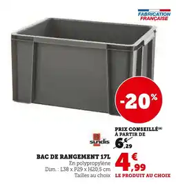 Super U Sundis Bac de rangement 17L offre