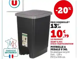 Super U U Poubelle à pédale 30L offre