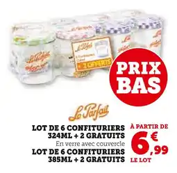 Super U La Parfait Lot de 6 confituriers 324ml + 2 gratuits offre