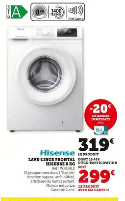 Super U Hisense Lave-linge frontal Hisense 8 kg offre