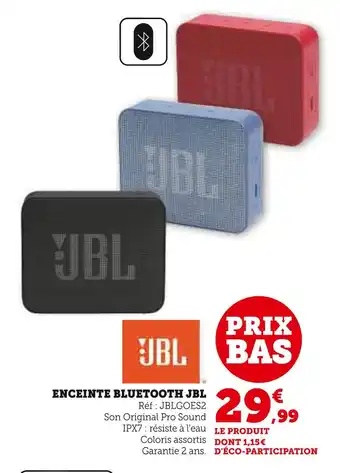 Super U JBL Enceinte Bluetooth offre