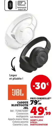 Super U JBL Casque Bluetooth offre