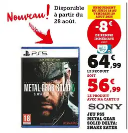 Super U Sony Jeu PS5 Metal Gear Solid Delta: Snake Eater offre