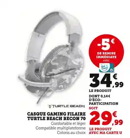 Super U Turtle Beach Casque gaming filaire Turtle Beach Recon 70 offre