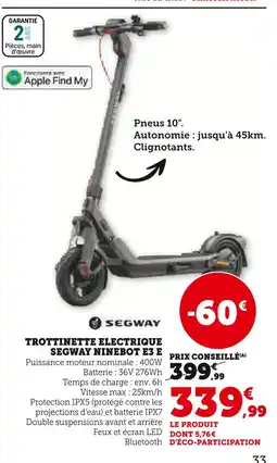 Super U Segway Trottinette électrique Ninebot E3 E offre