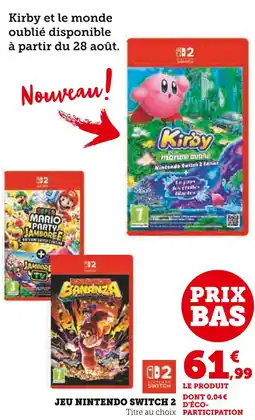 Super U Nintendo Jeu Nintendo Switch offre