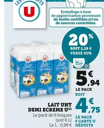 U Express U Lait UHT demi ecreme offre